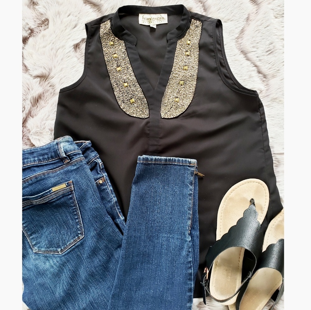 2/20 Francesca's Collection Black Blouse D14